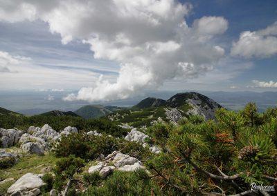 Vrh Korena, pogled na Krvavec in greben Jež