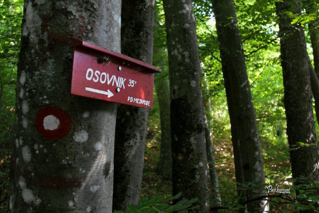 Smerokaz za Osolnik pri Mihelčičevemu domu na Govejku