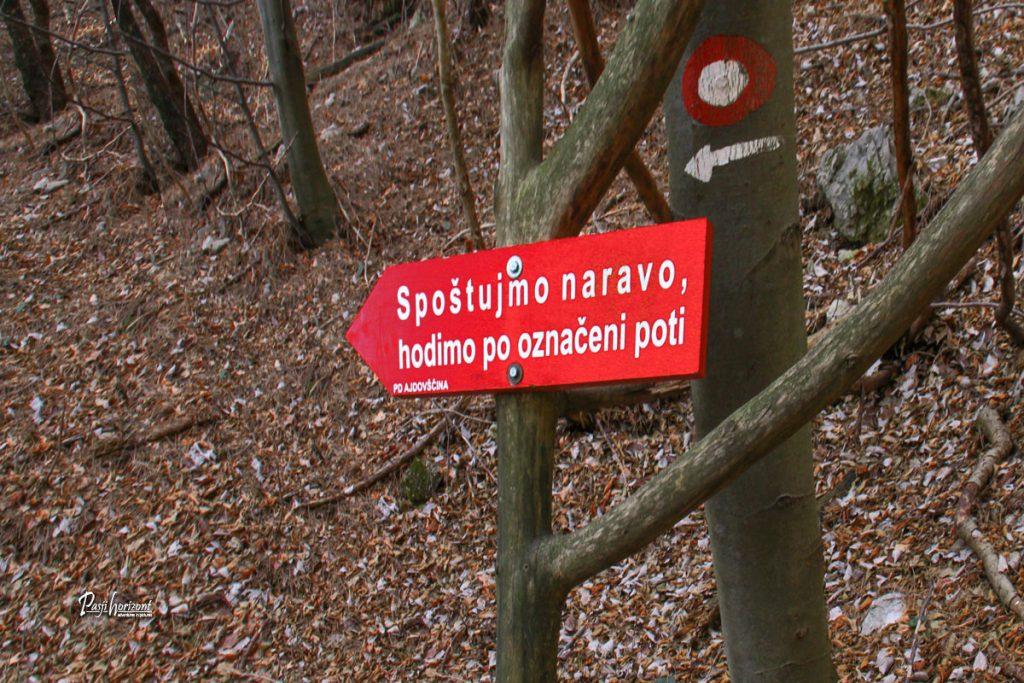 Smerna tabla ob poti na Čavnu