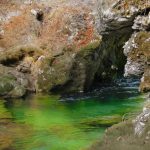 Zeleni odtenki vode v Koritih Mostnice v Bohinju