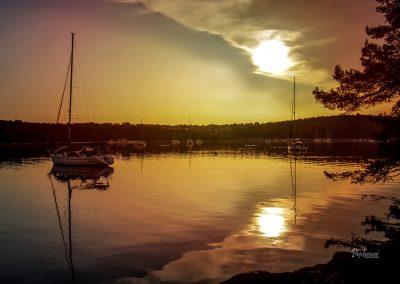 Sončni zahod, zaliv Soline, Banjole