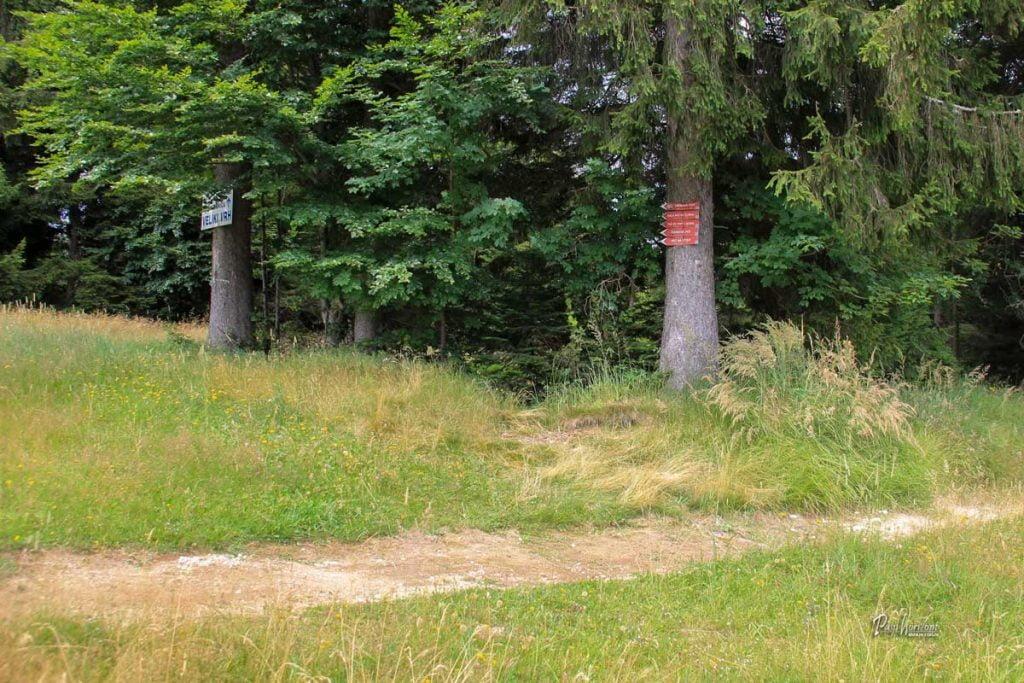 Smerne table za Urškino pot proti Čnemu jezeru