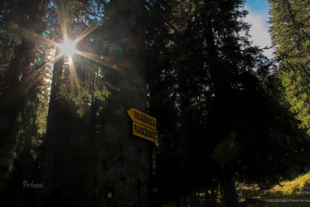 Pokljuka, Rudno polje, smerne table, Jezerce