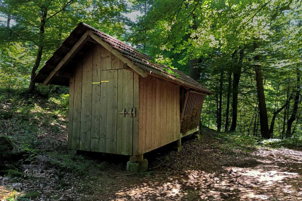 Tradicionalna lesena koča ob poti na Tolsti vrh