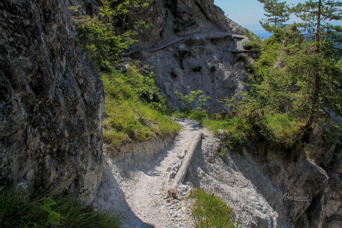 Prečenje melišča čez hudourniško grapo