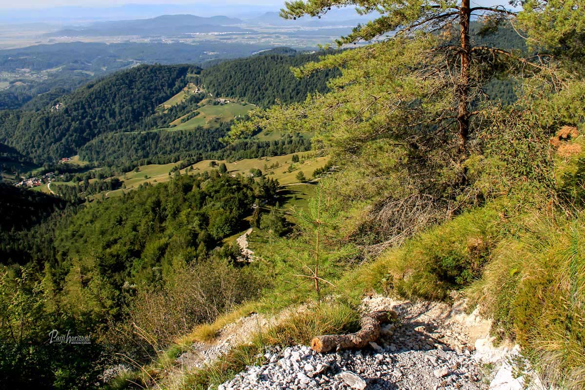 Razgled v dolino s poti na Kamniški vrh
